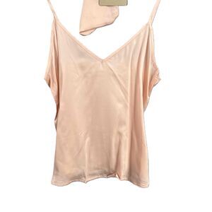 Ettitude Camisole Pink Sateen Spaghetti Straps V Neck Medium with Gift Pouch New